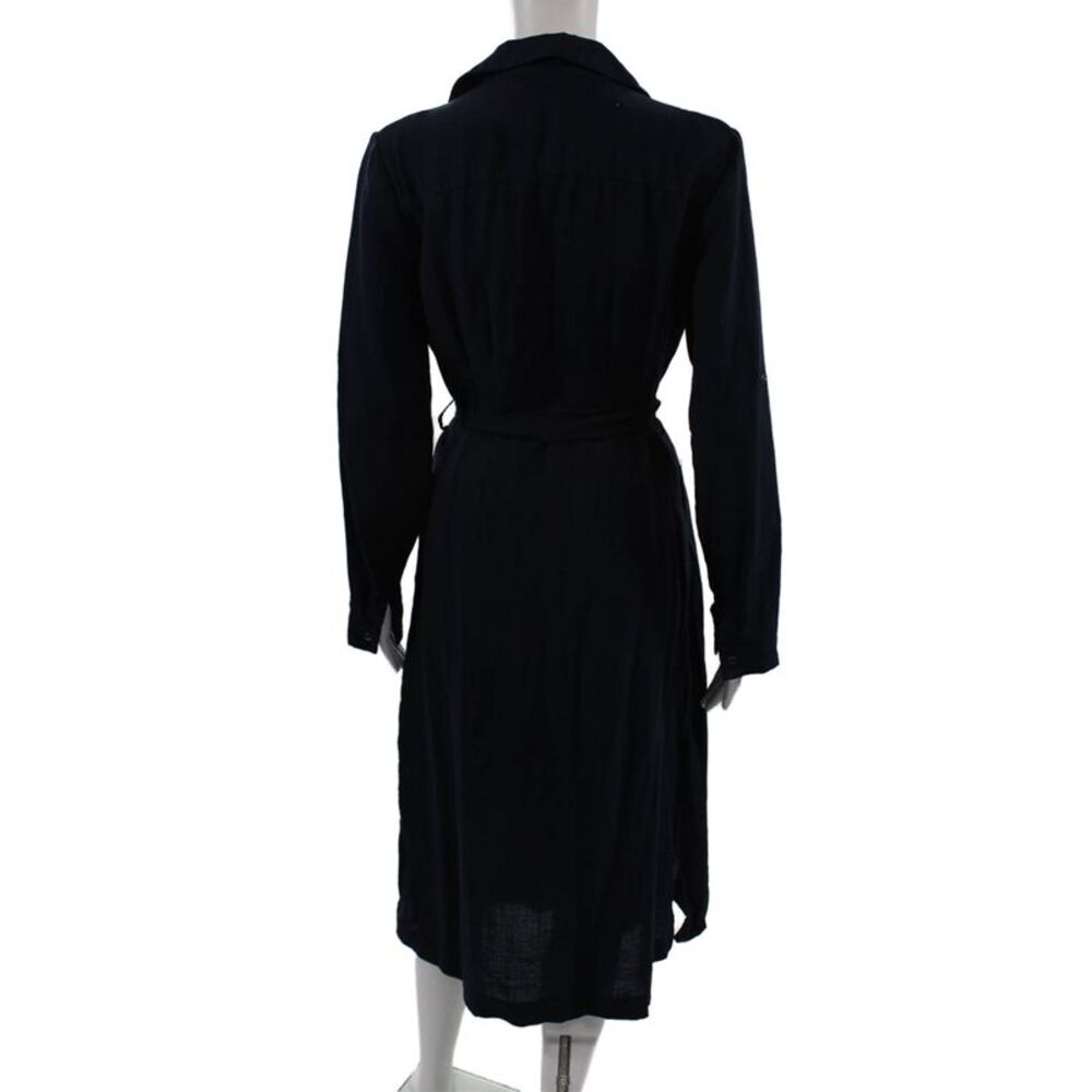 T Tahari Women Shirt Dress Navy Collared Long Sleeve Button Rayon Size S - Picture 3 of 7